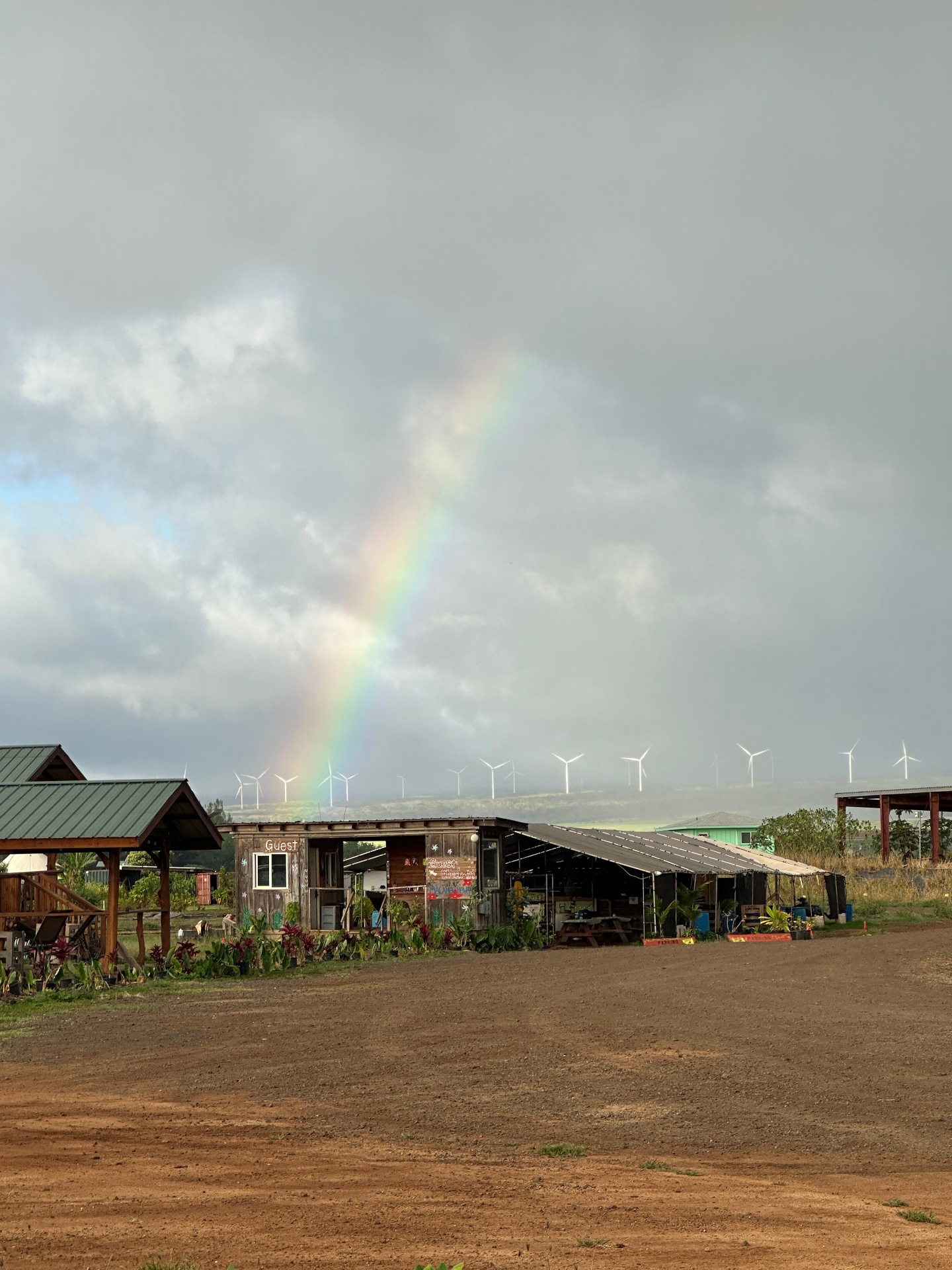 Guest check-in under a passing rainbow